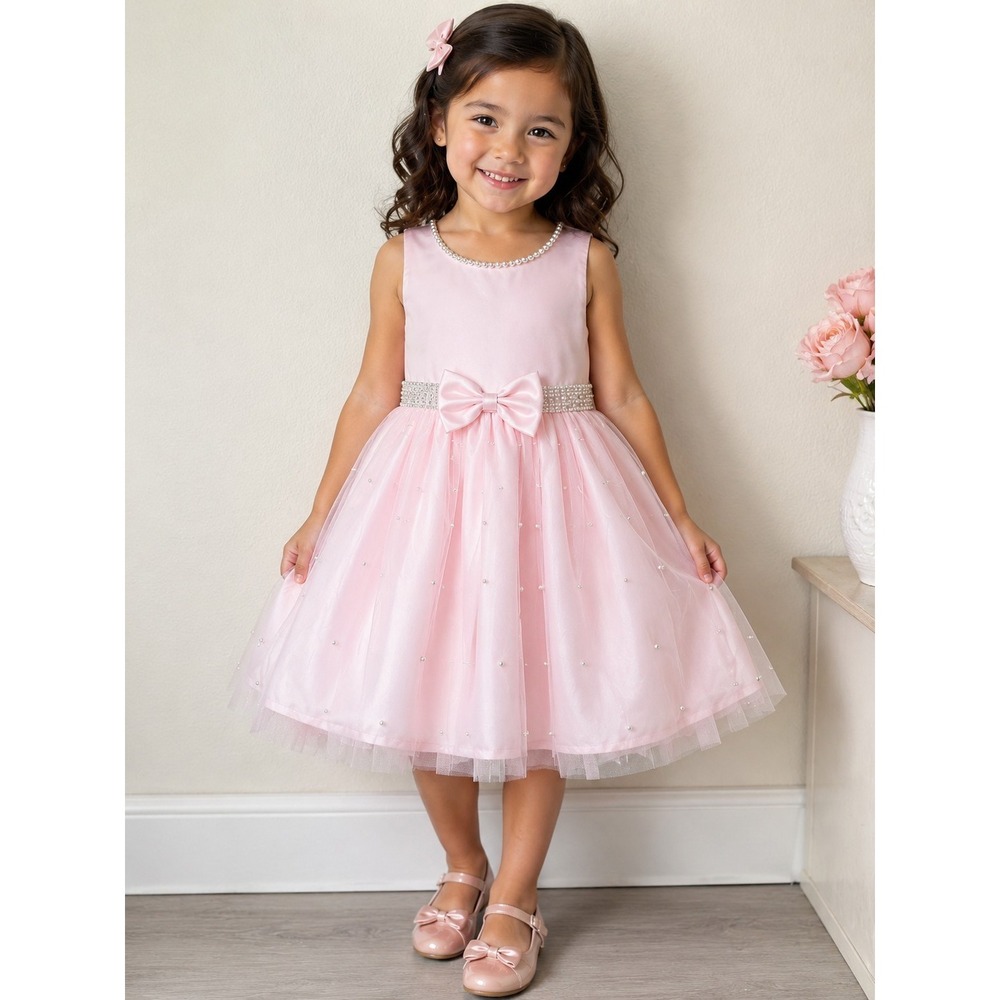 PINK Couture Princess PEARL & Rhinestones & Taffeta & Net  Sz 6x-7 Girl's Dress